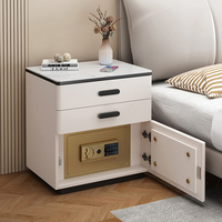 Table de chevet blanche crème sécurisée avec rangement, table de chevet design en bois, table de chevet intelligente moderne pour la maison, table de chevet multifonctionnelle