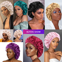 Bonnet de créateur en satin double couche, coloré, réglable, à volants, avec cordon de serrage, personnalisable, réversible et avec bouton