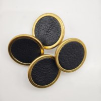 Kancing Logam Bulat Berlapis Emas & Kulit Hitam Vintage Bebas Timbal 20mm Ramah Lingkungan untuk Jaket Kulit & Mantel Trench