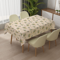 Nappe Rectangulaire Imprimée Fleurs RNPT Marron, Nappe Vinyle Florale Imperméable, Nappe Anti-Taches Vert Sauge