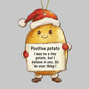 Decorazione Natalizia in Legno a Forma di Patata Stampata su Due Lati, Ornamento Emotivo per Albero di Natale - Product Image 2