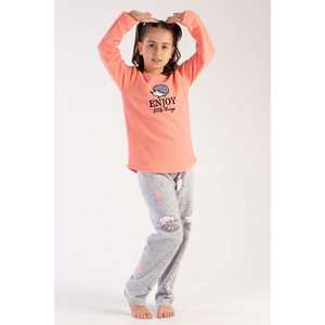 Ensemble pyjama fille à manches longues et jupe ovale, col polaire, chaud, printemps, vêtements pour enfants, technique d'impression unie - Tailles 7-8/13-14 - Product Image 4