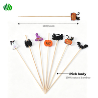 Halloween-feestdecoratie Bamboeprikkers Spook Heks Pompoen Zwarte Kat Kasteel Cupcake Topper Decoratieve Fruit Tandenstokers