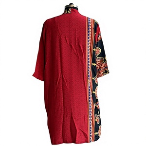 Red Ethnic Printed Maxi Kaftan <b>Dress</b> V-neck Flare Sleeve <b>Bohemian</b> Spring <b>Summer</b> A-Line Breathable Luxury Resort Wear - Product Image 3