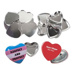 Supports de badges ronds en métal de 32 mm en forme de cœur pour machine à badges, matériau brut pour la fabrication de badges - Product Image 3
