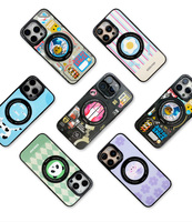 Étui de téléphone portable personnalisé avec logo de luxe, en PC rigide antichoc, dessin animé, pour 12-16 Pro Max avec poignée de téléphone