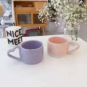 Керамическая кофейная чашка с ручками и чернилами, фиолетовая креативная чашка для завтрака, чая с молоком, большая емкость
