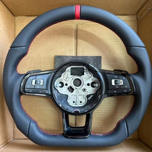 พวงมาลัยสปอร์ตหนังสำหรับ Volkswagen <span class=keywords><strong>Golf</strong></span> 6 MK7 MK6 7 VW Mk7.5 GTI <span class=keywords><strong>Scirocco</strong></span> POLO GTS <span class=keywords><strong>R</strong></span> <span class=keywords><strong>Line</strong></span> Tiguan Passat <span class=keywords><strong>Scirocco</strong></span> - Product Image 2