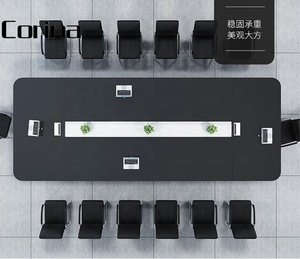 Mesa moderna de piedra artificial negra para sala de reuniones, mesas de conferencia, escritorios de oficina y silla para estación de trabajo - Product Image 2