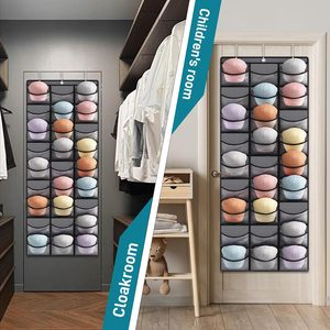 <b>Hat</b> Organizer 27 Pocket Over The Door Clear Deep Pockets For Baseball Caps Storage Closet Hanger Minimalist Design - Product Image 6