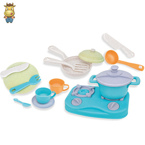 Ensemble de cuisine pour enfants en paille de blé écologique, jouet d'imitation, 14 pièces - Product Image 1