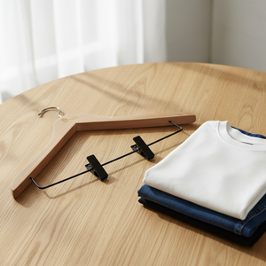 2026 Hot-selling Bamboo Coat <strong>Hangers</strong> (set of 66) with 3.0mm Black Hooks and Black <strong>Mini</strong>-clips - Product Image 2