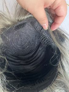 Perruques en cheveux naturels, style afro court bob <span class=keywords><strong>dreadlocks</strong></span> 4c, <span class=keywords><strong>gris</strong></span> argenté, perruques faites à la machine, style crépu 4c <span class=keywords><strong>gris</strong></span> sel et poivre - Product Image 6