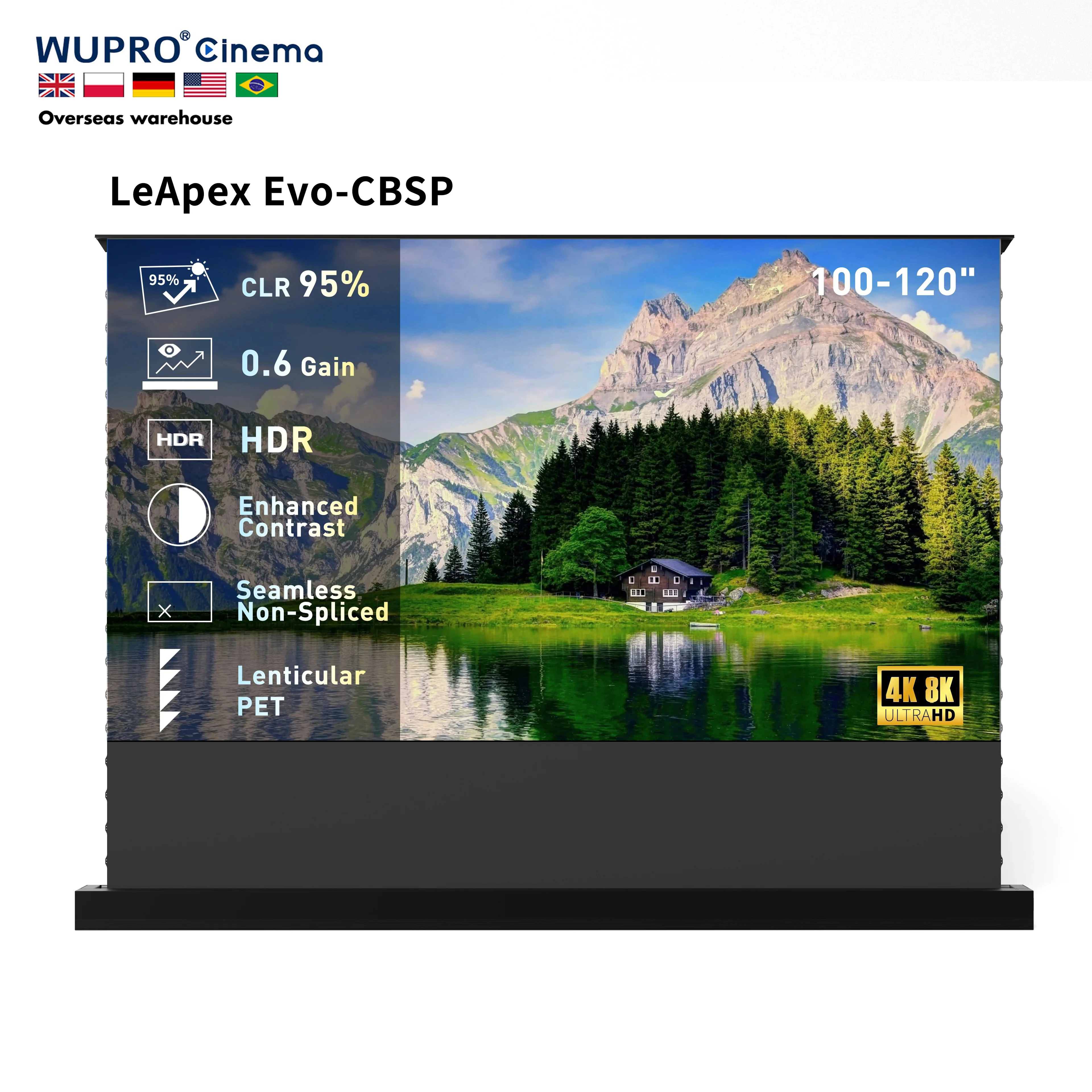 <strong>2026</strong> Hot Trends Wupro LeApex EVO 8K UHD CBSP Floor Rising <strong>Projector</strong> Screen Home Theater <strong>100</strong> <strong>inch</strong> Motorized CLR Projection Screen