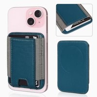 Étui à cartes en cuir élastique à motifs modernes, grand espace pour cartes de crédit et argent liquide, support MagSafe sécurisé pour iPhone 15 14 Pro
