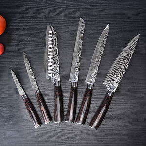 12 pezzi 7Cr17MoV Set di coltelli da cucina in acciaio inossidabile damasco con motivo Laser per chef e professionisti domestici - Product Image 1