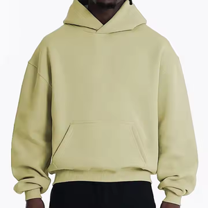Nouveau logo d'impression personnalisé vêtements amples vêtements <span class=keywords><strong>de</strong></span> rue français boucle anneau essentiel poids lourd sans fil 100% coton à capuche pour hommes - Product Image 6