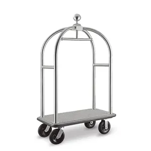 Chariot de cage à oiseaux en acier inoxydable 304, brossé, Style européen, pour bagages