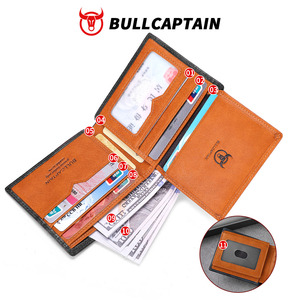 BULLCAPTAIN Slim Genuine Leather <b>Wallet</b> <b>For</b> <b>Men</b> Bifold Coin Pocket Credit Card Slots <b>RFID</b> Blocking Flip Pocket Purse - Product Image 3