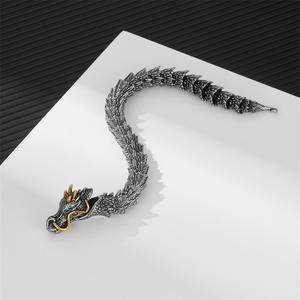 C & J New Dragon Bracelet Pulsera de tendencia dominante Vintage para hombre Dragon <span class=keywords><strong>Bones</strong></span> Estilo hip hop fresco y avanzado - Product Image 5
