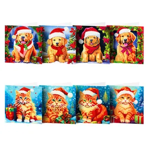 personalized customization 8pcs/set greeting card diy 5d diamond painting Christmas festival gifts greeting card