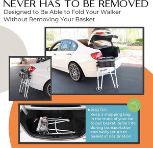 Sac de rangement pliable pour <span class=keywords><strong>déambulateur</strong></span> avec porte-gobelet, accessoire d'aide à la mobilité mains libres pour personnes âgées - Product Image 6