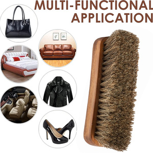 <span class=keywords><strong>Brosse</strong></span> à poils de cheval concave professionnelle Yuansheng pour chaussures et bottes - 100% poils naturels doux, écologique, manche en bois ergonomique - Product Image 2