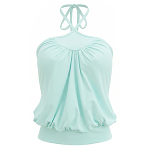 Viviblook Y26TP185 Women Summer Tank <b>Top</b> Sleeveless <b>Top</b> <b>Cross</b> Halter Pleated Elastic Suspender <b>Top</b> Casual Vest - Product Image 4