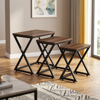Tables basses gigognes pour salon, petites tables d'appoint d'angle en noyer, ensemble de 3, luxe