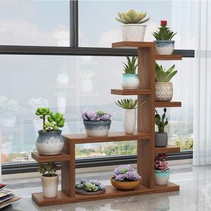 Estante de madera personalizado para plantas, soporte de exhibición multimaceta para interior y <span class=keywords><strong>exterior</strong></span>, estante para plantas de jardín en esquina, sala de estar y balcón - Product Image 3