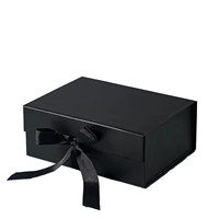 Boîte noire de luxe, nouvelle mode, logo personnalisé, fermeture magnétique, boîte pliable pour vêtements et chaussures, boîte en papier avec ruban