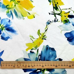 Tela <span class=keywords><strong>de</strong></span> Alta Calidad con Estampado Floral Azul, Tejido Liso, 45% Algodón, 55% <span class=keywords><strong>Lino</strong></span>, 106 GSM, para Bolsas <span class=keywords><strong>de</strong></span> Ropa y Fundas - Product Image 3