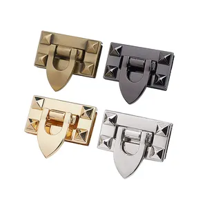 Wholesale Metal Push and Turn Lock Sets Logo Color Custom Purse Hardware Logo Buckle Closure For Handbag
