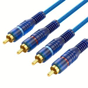 สาย RCA แบบ 2RCA ถึง 4RCA ชุบทอง ตัวผู้-ตัวผู้ พร้อมปลอกหุ้ม PVC เหมาะสำหรับระบบลำโพงเครื่องขยายเสียงในรถยนต์ HDTV - Product Image 2