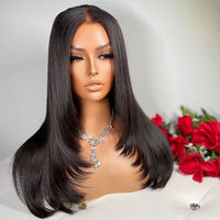 Peluca de Cabello Humano Natural sin Pegamento, Cabello Humano Indio Virgen, Pelucas con Frente de Encaje Transparente para Mujer, Pelucas con Frente de Encaje HD