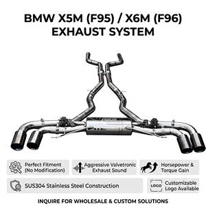 ชุดท่อไอเสียแบบ Catback สแตนเลสขัดเงา Vortex Mirror พร้อมวาล์วและปลายท่อแบบ Quad สำหรับ BMW X5M F95 X6M F96 4.4T ปี 2019-2024 รุ่น Racing Mod - Product Image 1