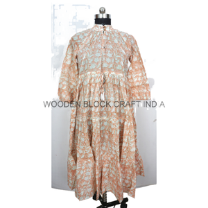 เดรสแม็กซี่ผ้าฝ้ายพิมพ์ลายดอกไม้สำหรับผู้หญิงชุดเดรสลำลองคอทเทจชุดคนท้องสไตล์ฮิปปี้ชุดปาร์ตี้ยาวตกแต่งลูกไม้ - Product Image 1