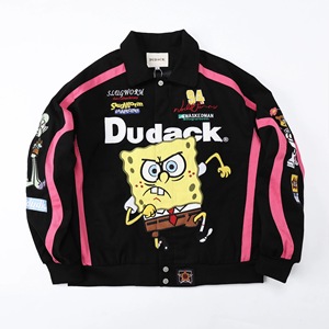 Wholesale Custom Oversized Vintage Racing <strong>Jacket</strong> Heavy Weight Embroidery <strong>Patches</strong> Y2K Streetwear Bomber <strong>Jacket</strong> - Product Image 2