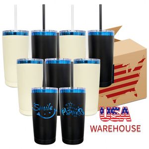Lot de 25 gobelets isothermes en acier inoxydable plaqué bleu de 20 oz, à double paroi, isolés sous vide, pour gravure laser - Entrepôt USA - Product Image 4