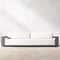 Ensemble de canapé et table basse d'extérieur de style américain, structure en alliage d'aluminium, 4 places, mobilier d'extérieur pour balcon et cour