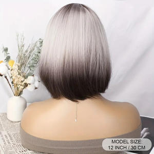 Peluca <span class=keywords><strong>de</strong></span> pelo liso Bobo Head <span class=keywords><strong>de</strong></span> alta calidad con flequillo para mujeres <span class=keywords><strong>de</strong></span> <span class=keywords><strong>Amazon</strong></span> tamaño <span class=keywords><strong>de</strong></span> gorra pequeña al por mayor tocado <span class=keywords><strong>de</strong></span> fibra química - Product Image 3