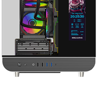 ESGAMING Airplane Open Door Micro ATX ITX Pc Case Mid Tower Tempered Glass Gaming Computer Cases & Towers With Screen Display