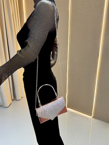 <span class=keywords><strong>Sac</strong></span> de soirée élégant pour femme 2026 en cuir PU avec chaîne, orné de strass et de pompons, <span class=keywords><strong>sac</strong></span> à <span class=keywords><strong>main</strong></span> perlé en cristal - Product Image 3