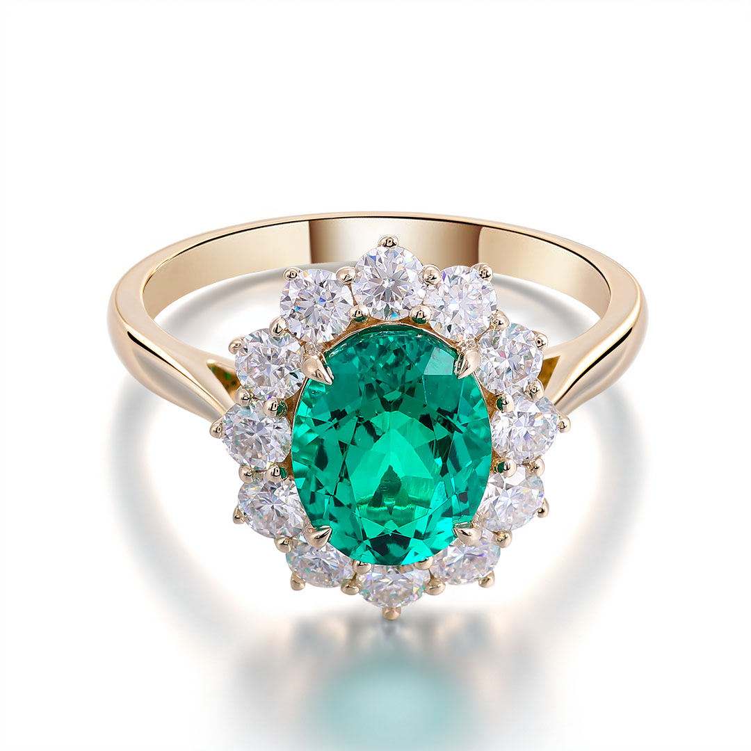 แหวนทองคำ 14K ประดับด้วยเพชรสังเคราะห์