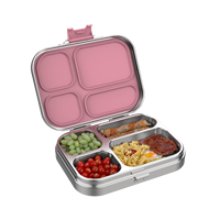 Grande boîte à lunch Bento en acier inoxydable 4 compartiments divisés Conteneur alimentaire chauffant pour adultes enfants pour bureau école Tiffin
