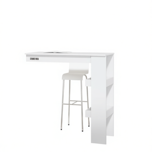 Table de bar rectangulaire en bois d'ingénierie blanc, 40,2x17,7x40,7 pouces, design minimaliste, mobilier commercial multifonctionnel - Product Image 1