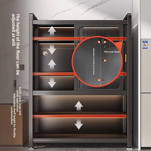 Meuble de <span class=keywords><strong>rangement</strong></span> de cuisine moderne en acier, hauteur réglable, avec porte <span class=keywords><strong>coulissante</strong></span>, sur pied, multi-niveaux, <span class=keywords><strong>armoire</strong></span> intégrée - Product Image 3