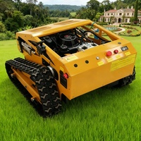 Robot Pemotong Rumput Bensin Industri DIY untuk Kebun, Segala Medan, Beroda Rantai, Lebar Pemotongan 550mm, Mesin Penyiangan dan Pemotongan Rumput untuk Kebun dan Perkebunan