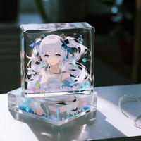 Bloc de Lucite d'affichage de brique d'anime en acrylique UV personnalisé de Hoshom avec l'impression de personnage de dessin animé pour la décoration de cadeau ou de chambre