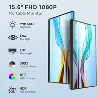 Moniteur de panneau IPS portable à écran large de 15.6 pouces avec double support extensible Interface Type-C pour les jeux de productivité multi-écrans